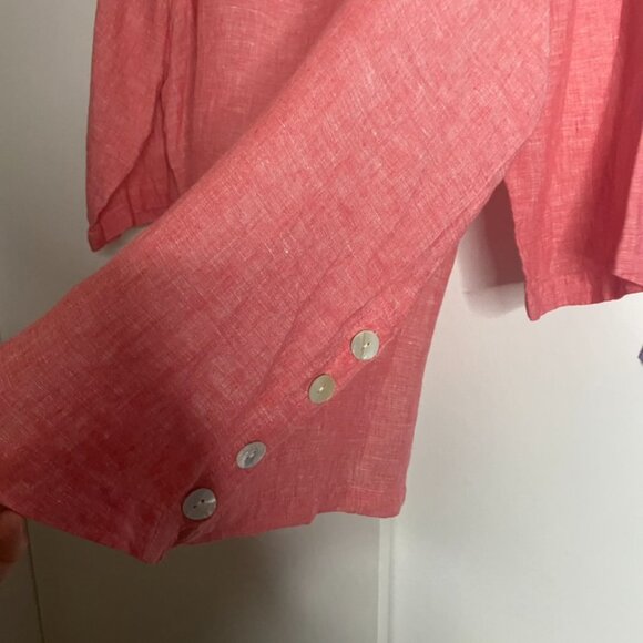 (2) Tahari linen tunic tops blouse 3X blue/peach women's NEW - Picture 9 of 16